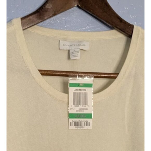 Charter Club Womens Ivory Sleeveless Knit Tank Top L Cotton classic quiet luxury - Picture 3 of 10